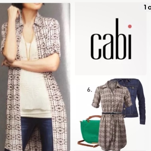 CAbi "Colony Club" Blush Pink & Black Geometric Cheetah Print Belted Shirt Dress - Picture 12 of 12